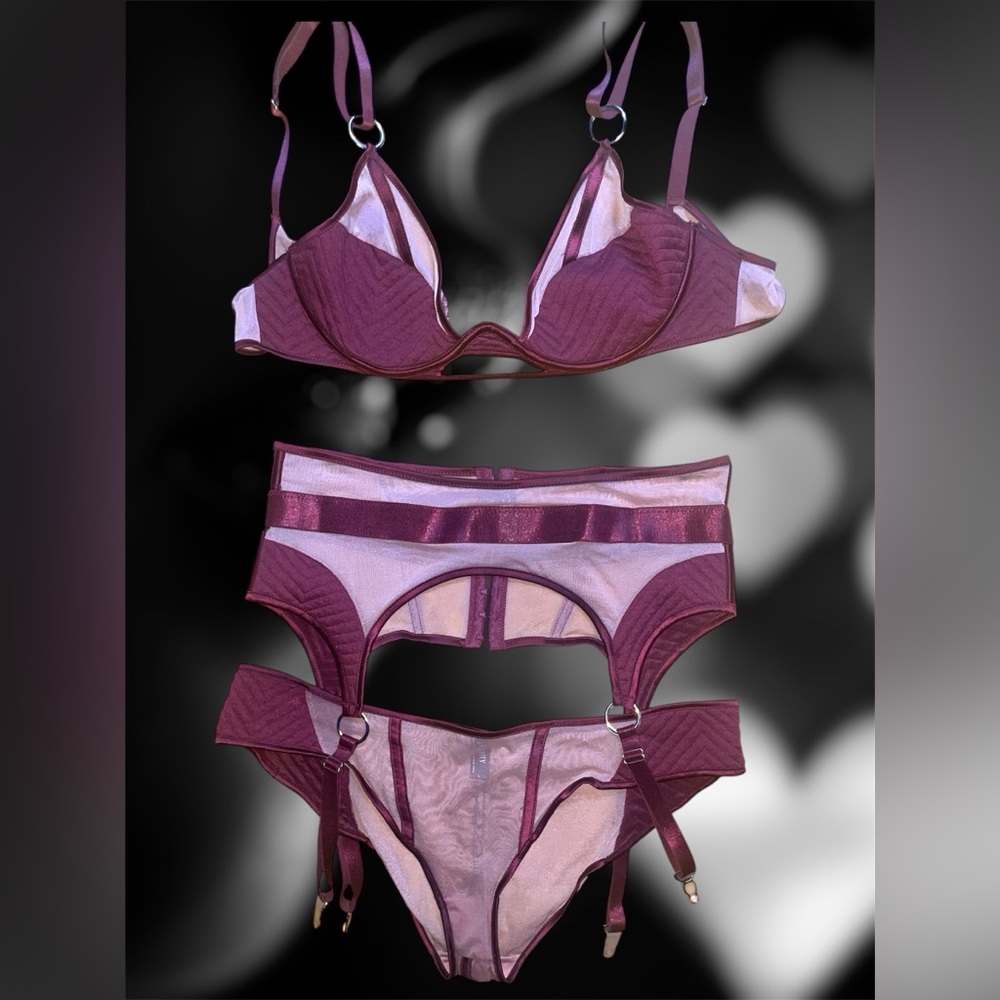 3PC Lingerie Set with Garter Belt